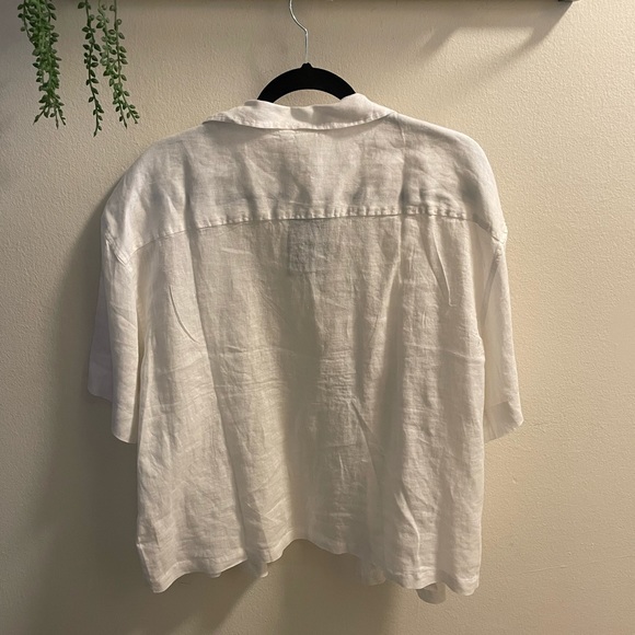 NWT- H&M White Linen Shirt - Picture 2 of 2